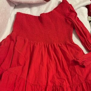 Chic One Shoulder Red Dress